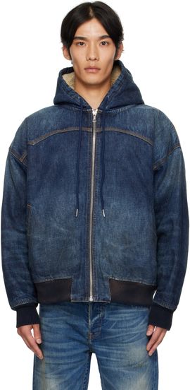 COÛT DE LA LIBERTÉ COÛT DE LA LIBERTÉ Navy Mike Japanese VTG Double Dip Sherpa Lined Denim Jacket