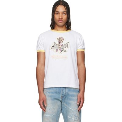 COÛT DE LA LIBERTÉ COÛT DE LA LIBERTÉ White Weston Mile High Embroidered Crew Ringer T-shirt