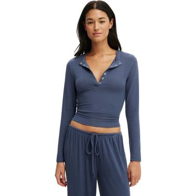 COTTON ON BODY COTTON ON BODY Women's Super Soft Henley Long Sleeve Top
