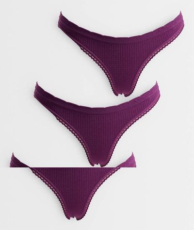 Cotton On Cotton On 3-pack seamless low rise thongs in black currant-Purple