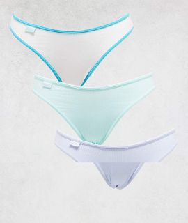 Cotton On Cotton On 3 pack ribbed bikini briefs set in green, white and blue-Multi