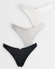 Cotton On Cotton On 3 pack rosette thong in black gray and white-Multi - 1