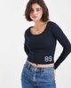 Cotton On Cotton On 89 graphic off the shoulder top in total eclipse-Navy - 1