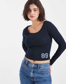 Cotton On Cotton On 89 graphic off the shoulder top in total eclipse-Navy