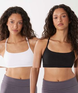 Cotton On Cotton On Active 2 pack keyhole crop top in black and white-Multi