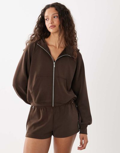 Cotton On Cotton On Active ultimate track jacket in french roast - part of a set-Brown