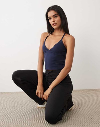 Cotton On Cotton On active ultra soft tri crossback cami top in prep sport navy