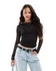 Cotton On Cotton On Ashley mesh long sleeve top in black - 1