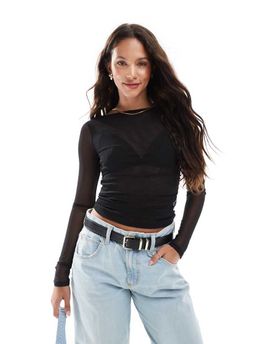 Cotton On Cotton On Ashley mesh long sleeve top in black