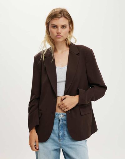 Cotton On Cotton On blazer in dark oak - part of a set-Brown