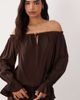 Cotton On Cotton On boho off shoulder ruffle mini dress in dark oak-Brown - 3