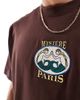 Cotton On Cotton On box fit Paris graphic t-shirt in washed chocolate-Brown - 3