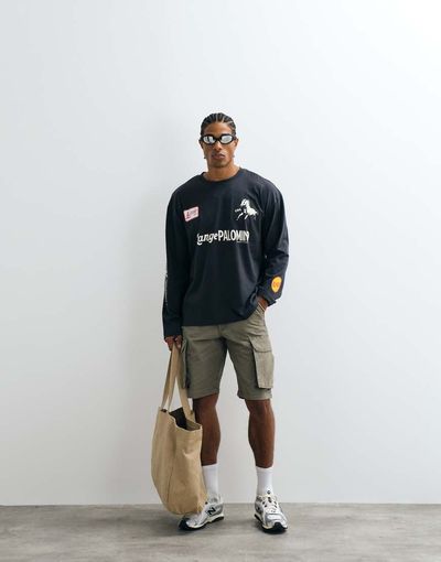 Cotton On Cotton On boxy fit long sleeve graphic t-shirt in washed black