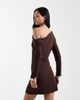 Cotton On Cotton On brooke asymmetric mini dress in brown - 4