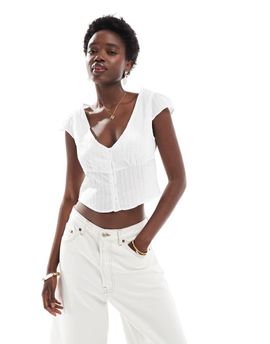 Cotton On Cotton On cap sleeve button up shirt in white