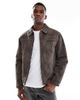 Cotton On Cotton On cropped faux suede harrington jacket in dark gray - 1