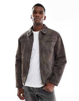 Cotton On Cotton On cropped faux suede harrington jacket in dark gray