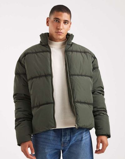 Cotton On Cotton On cropped puffer jacket in storm green