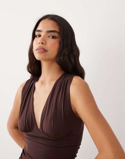 Cotton On Cotton On ellie wrap halter top in dark oak-Brown