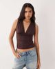 Cotton On Cotton On ellie wrap halter top in dark oak-Brown - 3