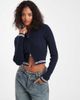 Cotton On Cotton On everfine double zip up hoodie in total eclipse with white tipping-Navy - 1