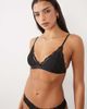 Cotton On Cotton On everyday lace branded triangle bra and brief in black - 4