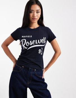 Cotton On Cotton On Foxridge graphic tee in total eclipse-Navy