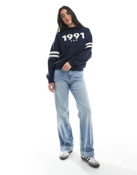 Cotton On Cotton On graphic vintage style sweatshirt in total eclipse-Navy