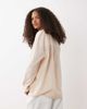 Cotton On Cotton On haven oversized dad shirt linen blend in guava stripe-Neutral - 4
