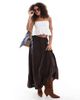 Cotton On Cotton On haven tiered linen blend maxi skirt in dark oak-Brown - 1