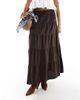Cotton On Cotton On haven tiered linen blend maxi skirt in dark oak-Brown - 2