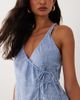 Cotton On Cotton On isabelle wrap halter mini dress in blue pinstripe - 3