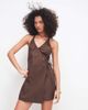 Cotton On Cotton On isabelle wrap halter mini dress in rich mocha-Brown - 2