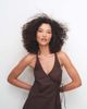 Cotton On Cotton On isabelle wrap halter mini dress in rich mocha-Brown - 4