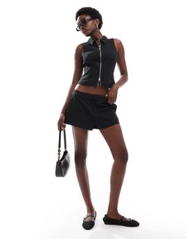 Cotton On Cotton On izzy micro shorts in black pinstripes - part of a set-Brown