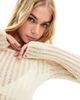 Cotton On Cotton On ladder knit long sleeve mini dress in ecru-White - 3