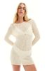 Cotton On Cotton On ladder knit long sleeve mini dress in ecru-White - 4