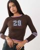 Cotton On Cotton On long sleeve sporty graphic jersey top in dark oak-Brown - 1
