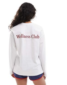 Cotton On Cotton On long sleeve wellness club graphic crew T-shirt in white