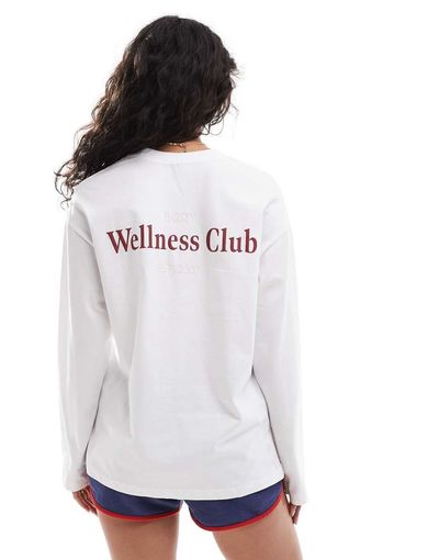 Cotton On Cotton On long sleeve wellness club graphic crew T-shirt in white