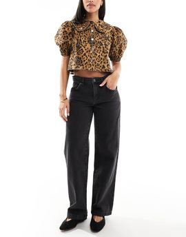 Cotton On Cotton On low rise straight leg jeans in graphite black