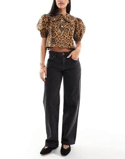 Cotton On Cotton On low rise straight leg jeans in graphite black