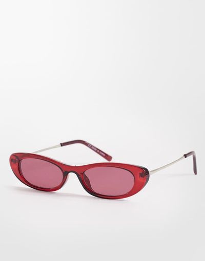 Cotton On Cotton On Lucia slim line sunglasses in cherry wood-Red