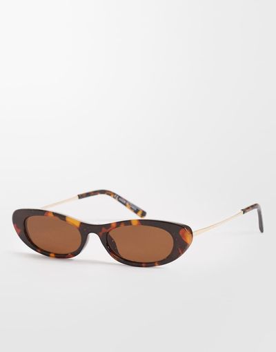 Cotton On Cotton On Lucia slim line sunglasses in deep tort gold tone