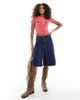 Cotton On Cotton On lyocell wide leg denim jorts in blue rinse - 1