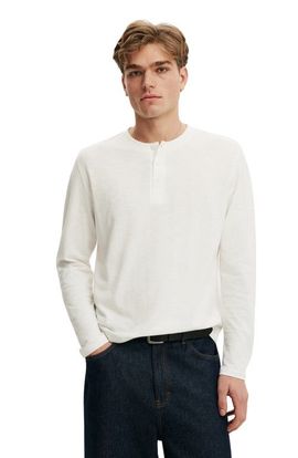 Cotton On Cotton On Men's Fitted Henley Long Sleeve T-Shirt