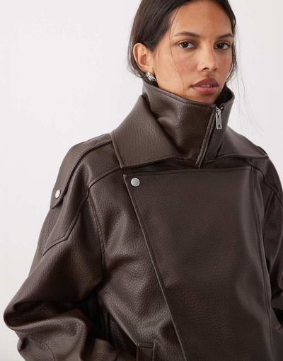 Cotton On Cotton On moto jacket in cocoa bark-Brown