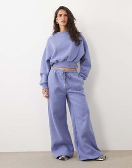 Cotton On Cotton On plush tie waist wide leg sweatpants in blue ice