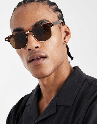 Cotton On Cotton On retro sunglasses in tortoiseshell-Brown