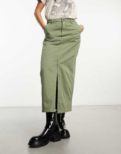Cotton On Cotton On ryder utility maxi skirt in khaki-Green